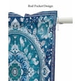 thumbnail image 5 of Boho Teal Blue Kitchen Valances for Windows Farmhouse Linen Window Valance Curtain for Living Room Window Treatment Abstract Flowers Ethnic Southwestern Valance Rod Pocket Topper Drape, 60 x 18 Inch, 5 of 6