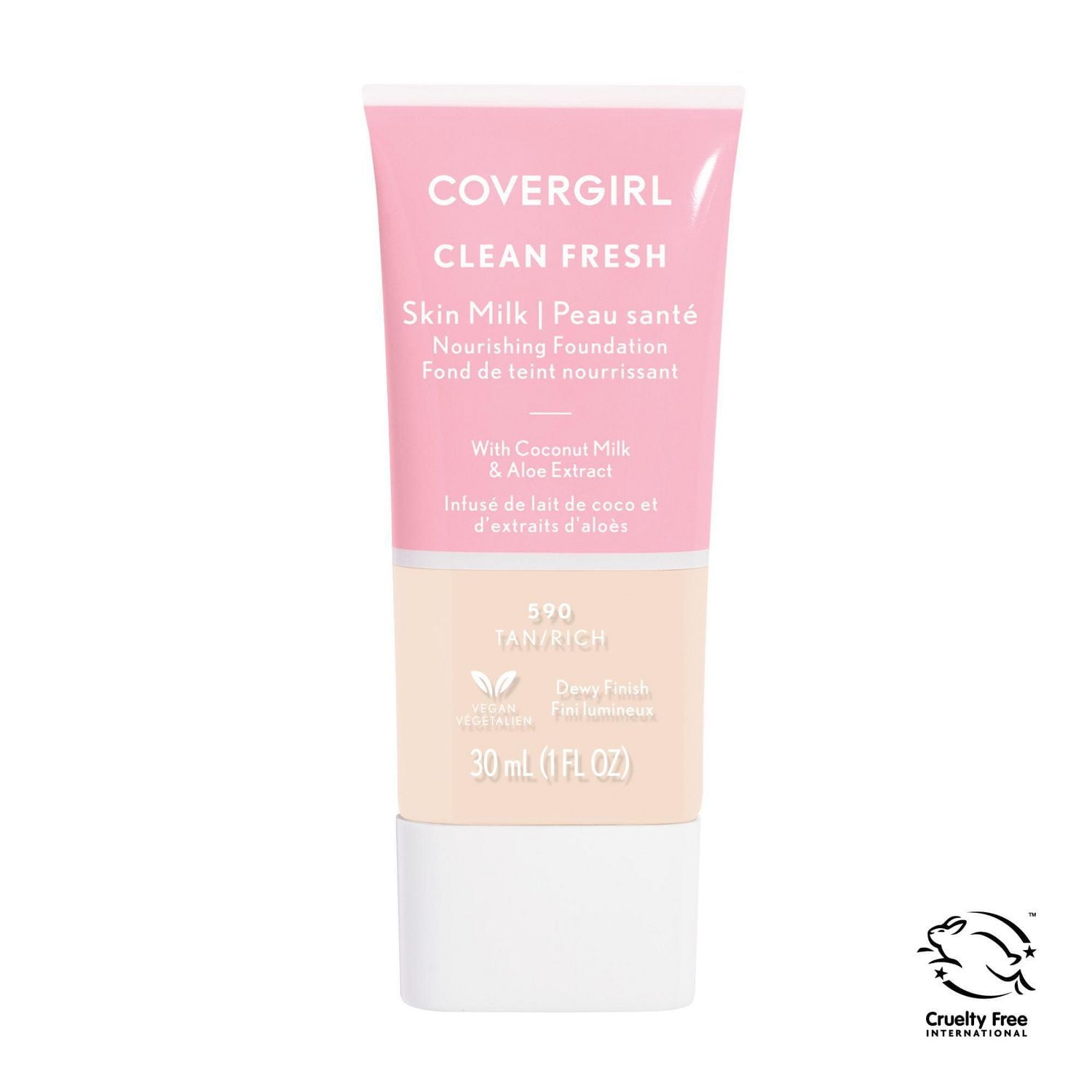 COVERGIRL - Fond de teint couvergance légère Clean Fresh, formulé sans parabènes, sulfates, huile minérale et talc. Enrichi en niacinamide, lait de coco et aloès