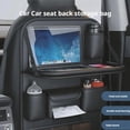 thumbnail image 3 of Leather Car Seat Back Storage Bag with Foldable Table, Waterproof and Multifunctional for Most Car Models, 3 of 8