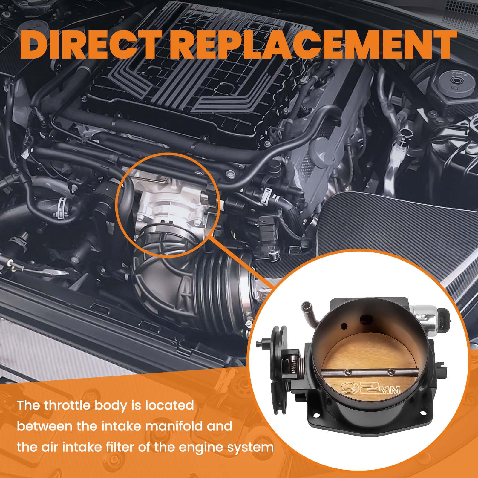 Maxpeedingrods 92mm Throttle Body for LSX LS1 LS2 LS3 LS6 LS7 for GM Gen III with TPS IAC 4 Bolt
