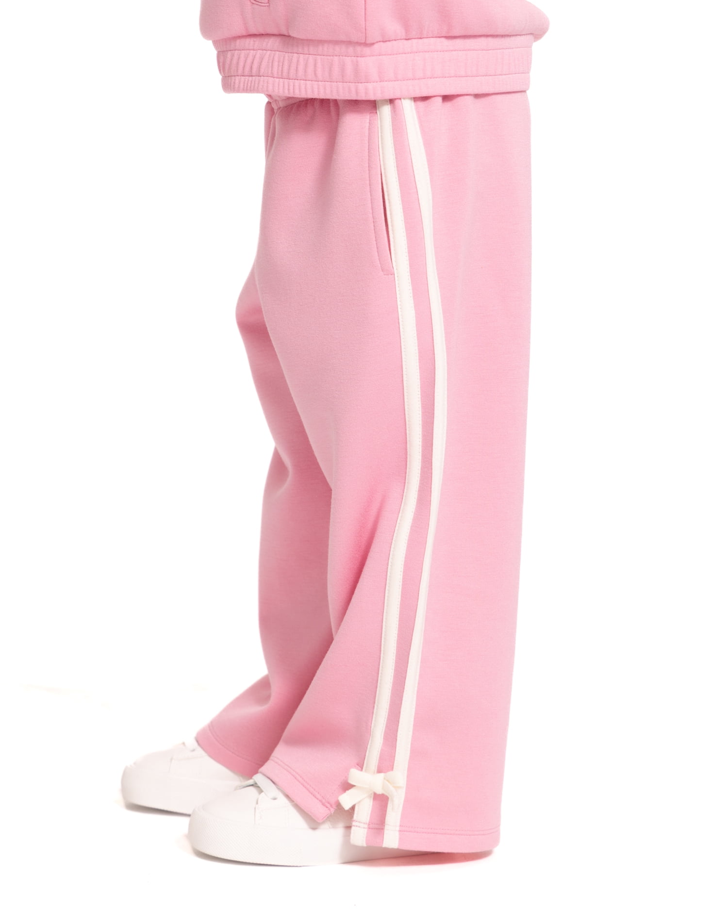 Wonder Nation Toddler Girls Wide Leg Athletic Pants with Side Stripe and Bow, Sizes 12M-5T
