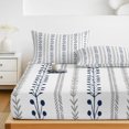 thumbnail image 6 of Cal.King Size Fitted Sheet Set - Simple Striped 3 Piece Bedding Sets 16" Deep Pocket Fitted Sheet with 2 Pillowcases, Modern Minimalist Lines Pattern Brushed Microfiber Hotel Luxury Bed Sheets, 6 of 9