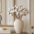 thumbnail image 4 of Artificial Cotton Stems Dried Cotton Flowers Faux Branches Farmhouse Rustic Floral Arrangement Vase Filler Wedding Home Table Decor Natural Style Decoration Living Room Shelf Accent, 4 of 6