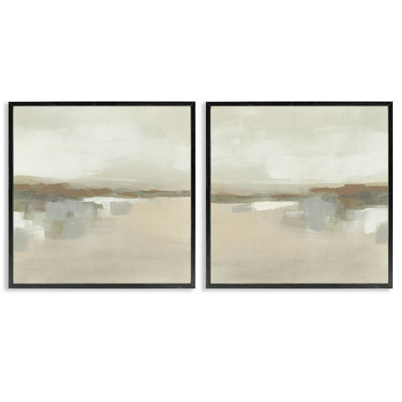 Stupell Industries Earthy Landscape Impressions Abstract Painting Black Framed Art Print Wall Art, 12 x 12, Set of 2