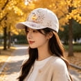 thumbnail image 6 of 3D Halloween Embroidered Baseball Cap, Pumpkin Ghost Embroidery Cotton Fall Hat for Women, Adjustable Baseball Cap for Fall Halloween Party Gift(Ghost), 6 of 6
