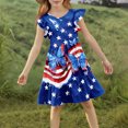 thumbnail image 4 of Edvintorg 4Th Of July Dresses for Girls Graphic Ruffle Hem Lightweight A Line Dress Crewneck Flutter Sleeve Casual Dress Size 5-14, 4 of 8