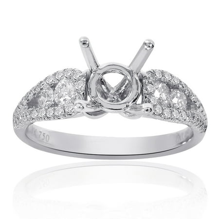 - 0.55 Carat Diamond Engagement Ring 18K White Gold Mount Setting