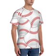 thumbnail image 4 of Yiaed Baseballs Print Mens Short Sleeve Tight Fit T-Shirt, Crewneck Casual Tee-X-Large, 4 of 5