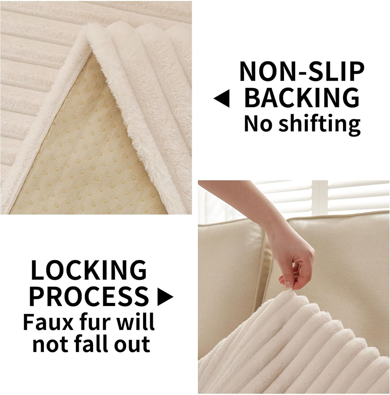 Waterproof Couch Cover for Dogs Washable, Faux Fur Pet Couch Covers for Sofa, Soft Dog Bed Cover Non-Slip Couch Covers for 3 Cushion Couch Sofa Pet Friendly (Beige, 35" x 74")