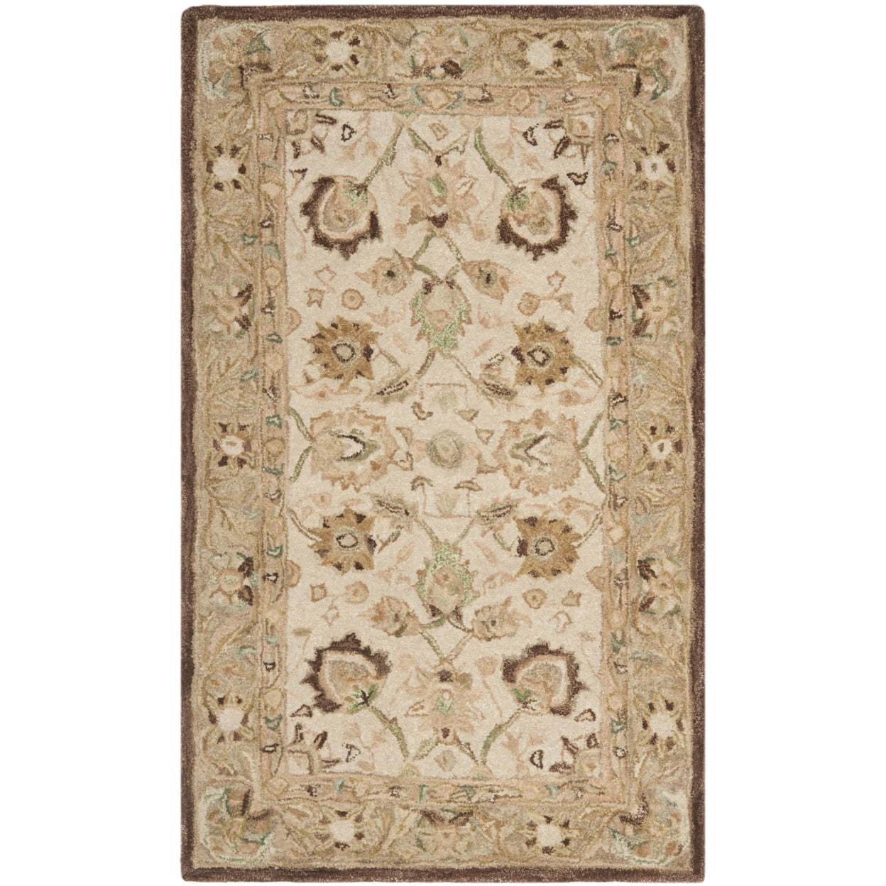 SAFAVIEH Anatolia Venice Traditional Wool Area Rug, Ivory/Brown, 3' x 5'