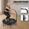 thumbnail image 3 of 40" Foldable Mini Trampoline, Fitness Rebounder with Bungee Cords, Adjustable Handle, Exercise Trampoline for Adults Indoor/Outdoor Workout, Max Load 450lbs, 3 of 8