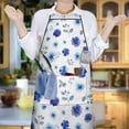 thumbnail image 6 of Pioneer Flower Floral Print Pattern Cotton Linen Apron with Pockets, Waterproof Adjustable, 33x27 Inch for Kitchen, Gardening, BBQ, Salon, 6 of 6