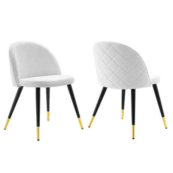 Modway Cordial 18" Fabric & Metal Dining Chairs in Black/White (Set of 2)
