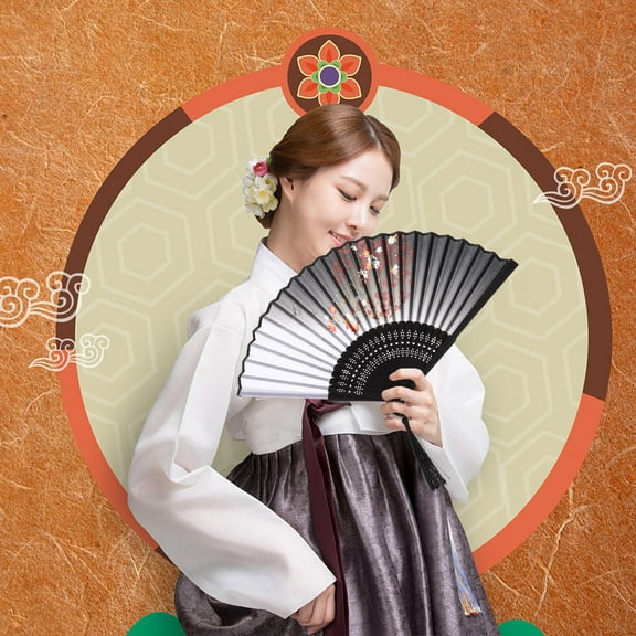 TEHAUX Set of 3 Folding Hand Fans in Assorted Colors with Silk Fabric, Cooling Dance Props for Women