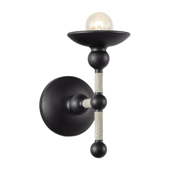 Alora Lighting Wv343104 Nadine 9" Tall Wall Sconce - Matte Black / Natural Cotton