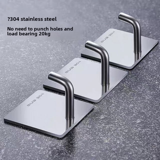 Gancho de acero inoxidable sin perforaciones, resistente, de viscosa, para colgar en la pared de la cocina, gancho de metal sin marcar para ropa