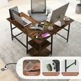 thumbnail image 5 of Giantex L Shaped Desk, Corner Gaming Desk w/Storage Shelves, Industrial Writing Desk Workstation, Brown, 5 of 8
