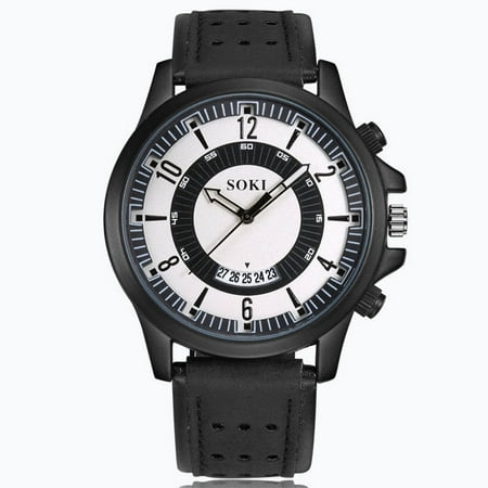 amousa Watch Luxury Fashion Silica Gel Leather Mens Glass Quartz Analog Date Watches