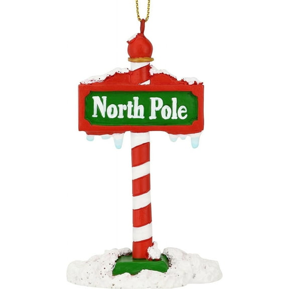 Tree Buddees The North Pole Sign Covered in Snow Christmas Tree Ornaments