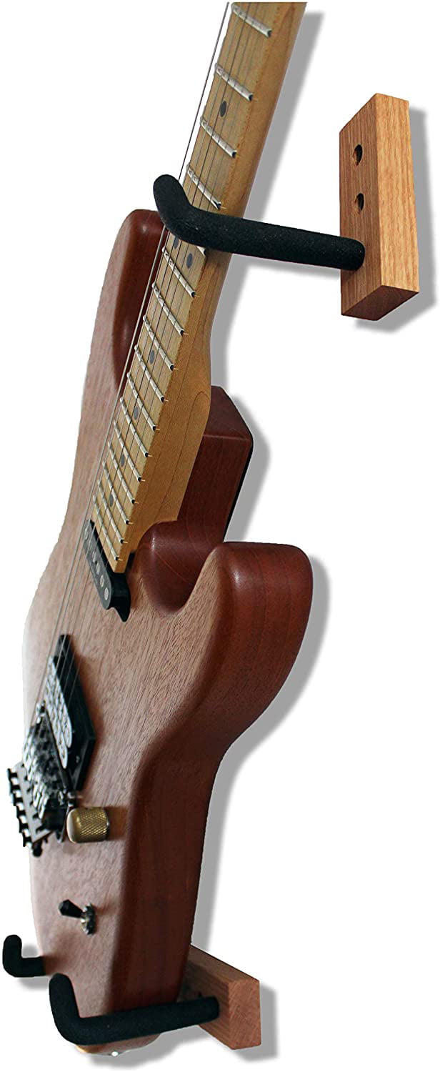 Bare no finish Angled Guitar Wall Hanger Display for Acoustic and Thick Body Guitars