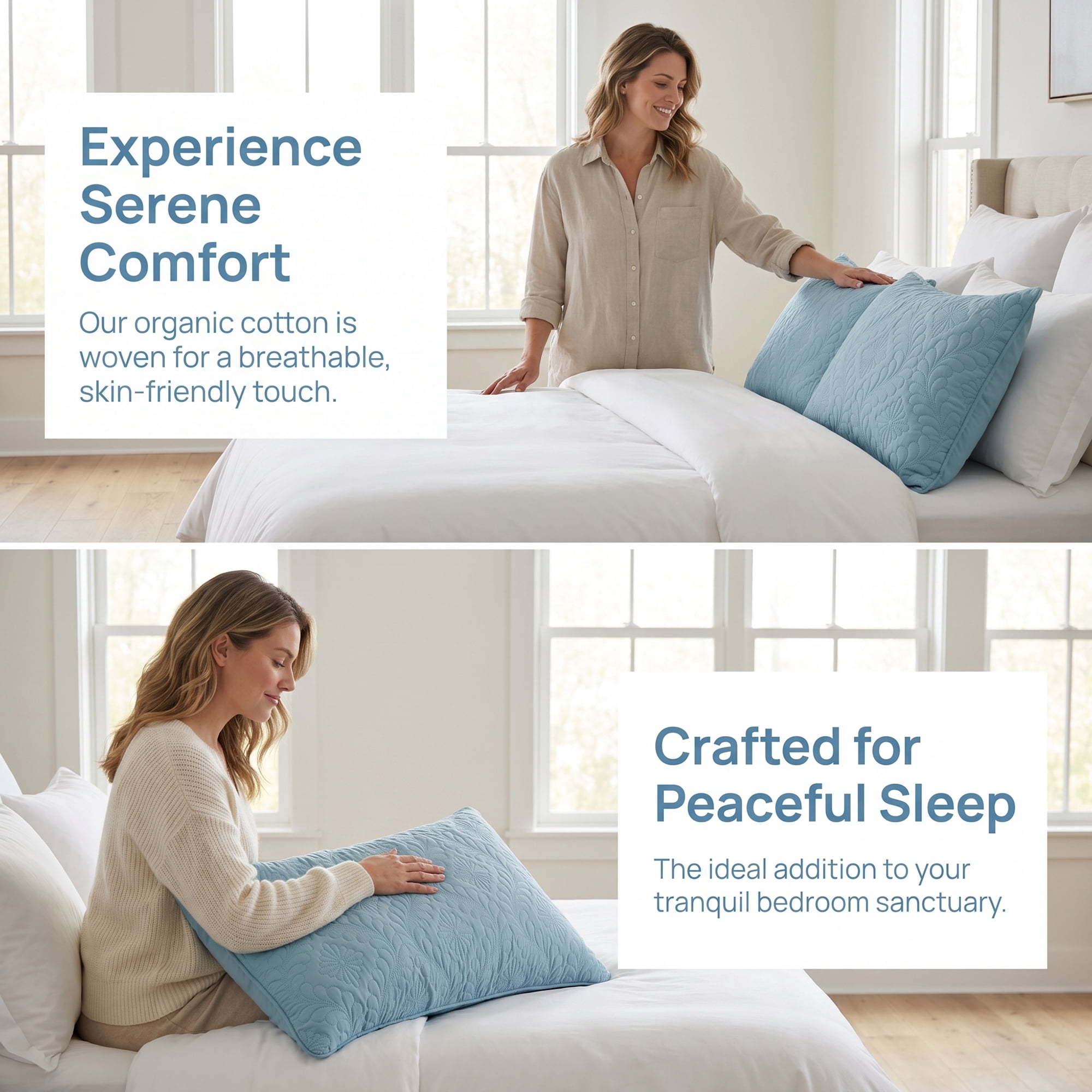 Unique Bargains Pillow Protectors with Envelope Standard Breathable Cotton Covers Blue A