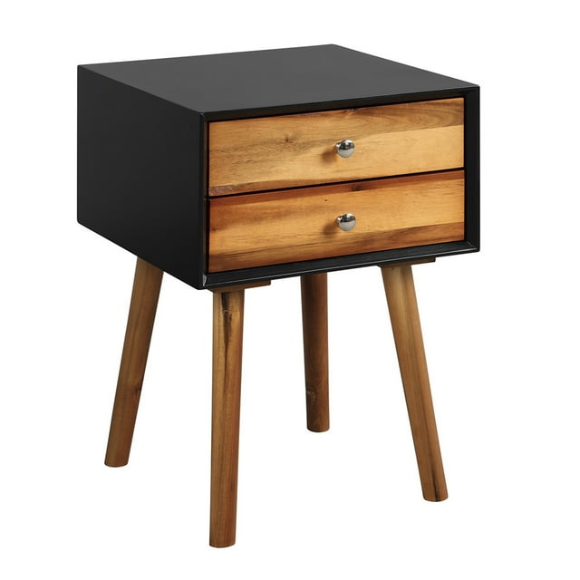 Costway Table d'Appoint avec Tiroirs et Rangement, Table d'Appoint en Bois de Style Mi-Siècle, Table d'Accent Polyvalente pour Chambre, Salon, Mobilier de Maison, Table de Chevet
