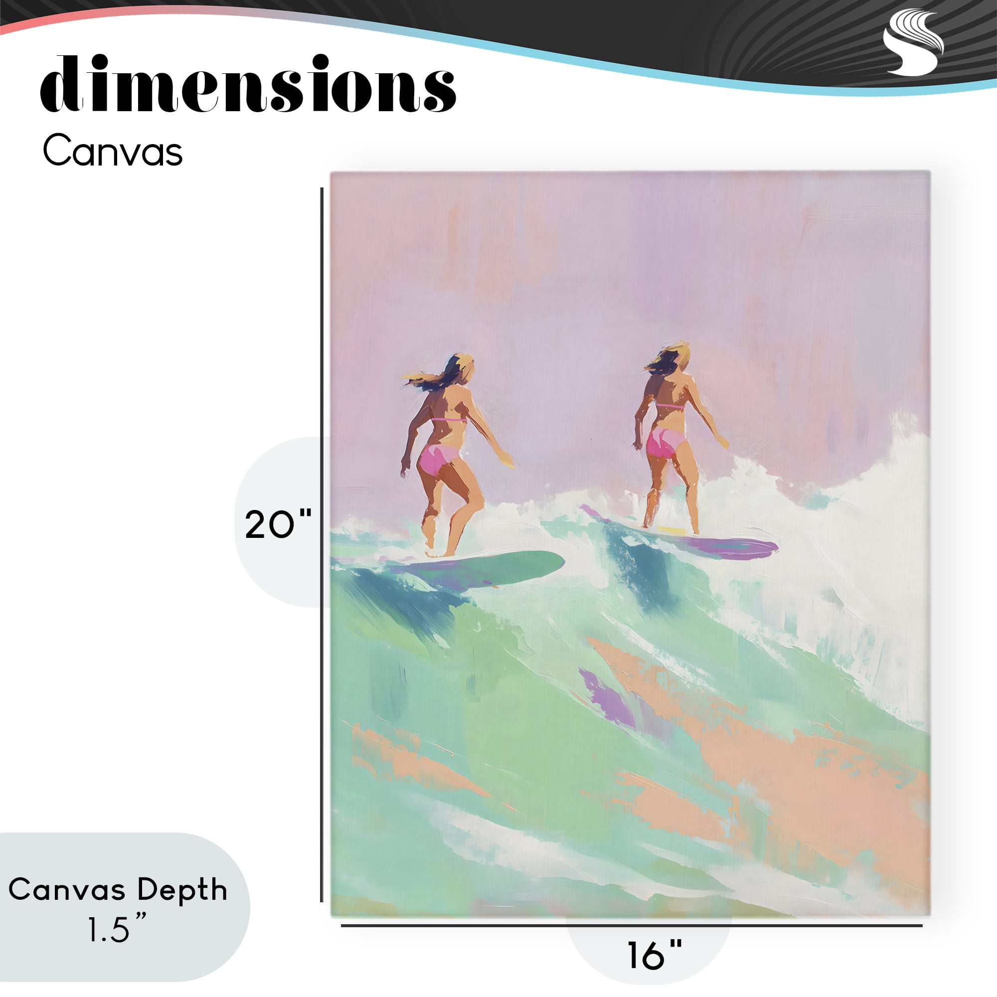 Stupell Industries Two Surfing Girls on Wave Canvas Wall Art, design by The Prints Vibe
