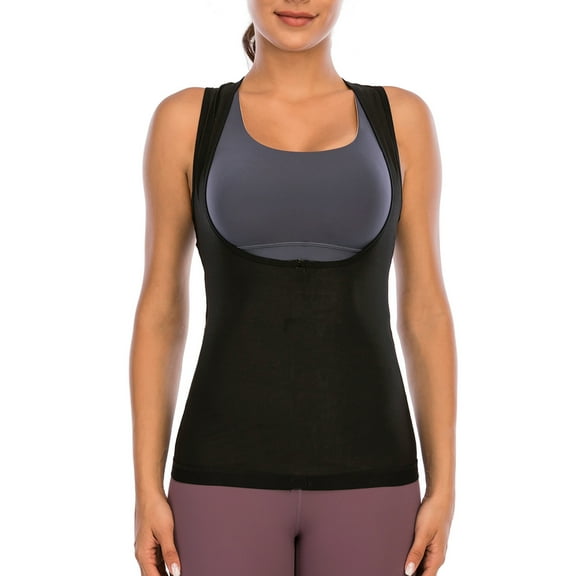 LELINTA Womens Sauna Vest Sweat Waist Trimmer TaLELINTA Top Shapewear Weight Loss Workout Shirt Neoprene-Free Waist Trainer Slimming Vest For Women Ultra Firm Control