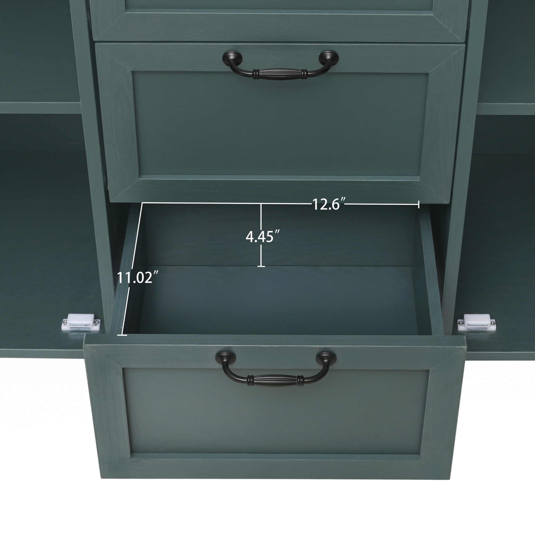 Eleanor American Design Storage Cabinet with Symmetrical Pattern, Dressers with 2 Doors, 3 Drawers and Solid Wood Legs, Dark Green