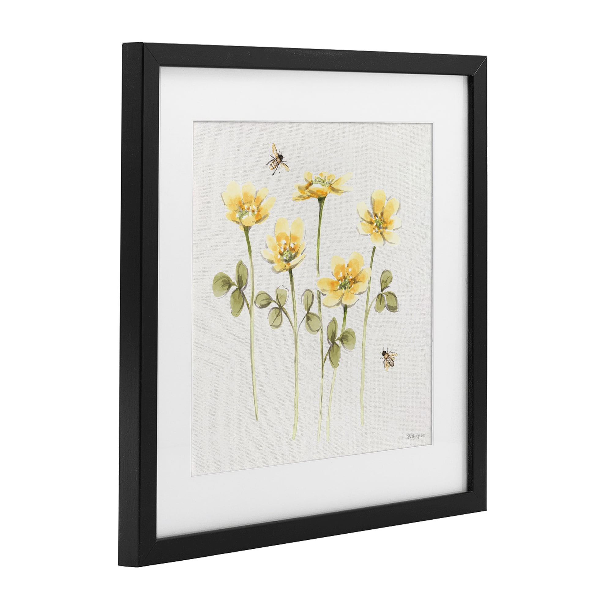 Stupell Industries Sweet Yellow Honey Flowers Black Framed Print Under Glass, design by Beth Grove