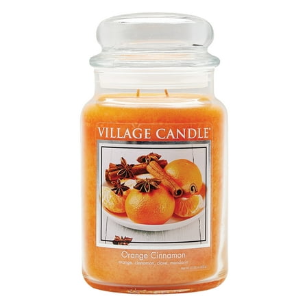 Village Candle Orange Cinnamon Scented Candle, Large 21.25 oz Apothecary Jar