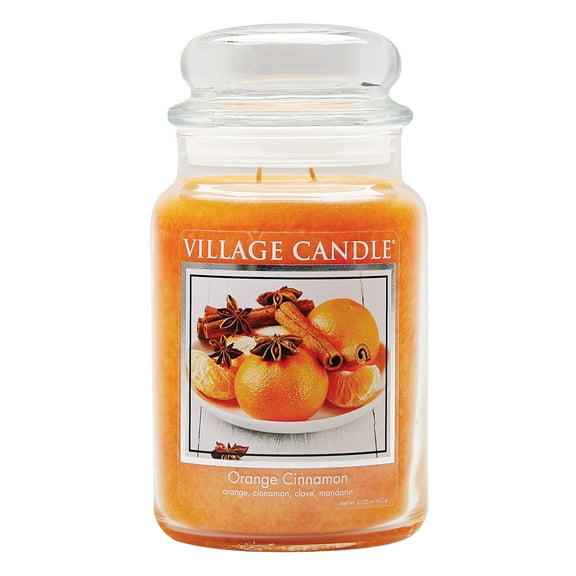Village Candle Orange Cinnamon Scented Candle, Large 21.25 oz Apothecary Jar
