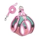 thumbnail image 2 of Arnés y correa para gatos, ajustable para paseos, para gatitos grandes y pequeños rosa y verde, 2 of 9
