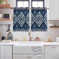 thumbnail image 2 of Navy Blue Kitchen Curtains Window Panels, Vintage Tribal Abstract Geometric Tie Dye Art Insulated Window Treatment Curtain, Grommet Curtains for Bedroom/Living Room/Bathroom, 2 Piece 42"Wx54"L, 2 of 8