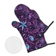 thumbnail image 2 of PUREYAH Oven Mitts And Pot Holders Sets, Kitchen Purple Flower Texture Oven Gloves Hot Pads Heat Resistant 4 Pieces, 2 of 6