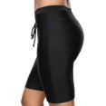 thumbnail image 5 of Women's Long Board Shorts High Waist Swim Bottom Solid Jammer Swim Shorts, 5 of 6