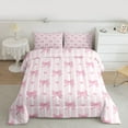 thumbnail image 2 of jejeloiu Kawaii Bow Ribbon Queen Comforter Set,Pink Cute Bowtie Bedding Comforter Set For Girls Teens Reversible 3 Pieces, 2 of 8