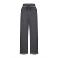 thumbnail image 4 of Women High Waist Sweat Pants Wide Leg Casual Baggy Drawstring Trousers Straight Leg Lounge Pants With Pockets, 4 of 6