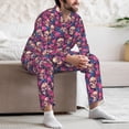 thumbnail image 7 of Uemuo Skull rose blue flower Pattern 2-Piece Loungewear Set - Men’s Soft Sleepwear, Cozy Winter PJs, Comfy Sleep Set-XX-Large, 7 of 7