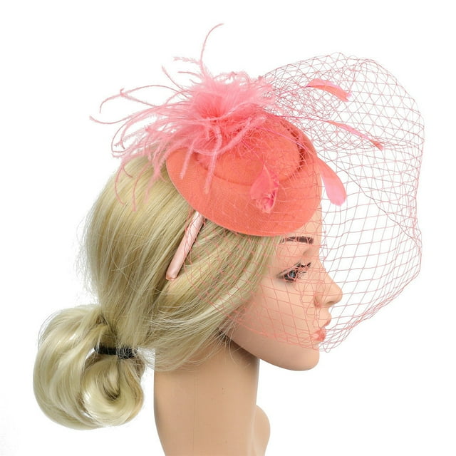 Chapeau à Plumes pour Femmes - Épingle à Cheveux Chapeau Cocktail Pilulier