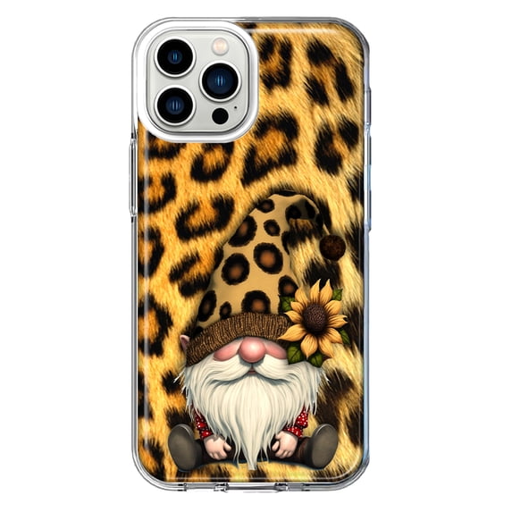 MUNDAZE Apple iPhone 11 Pro Max Shockproof Clear Hybrid Protective Phone Case Gnome Sunflower Leopard Cover