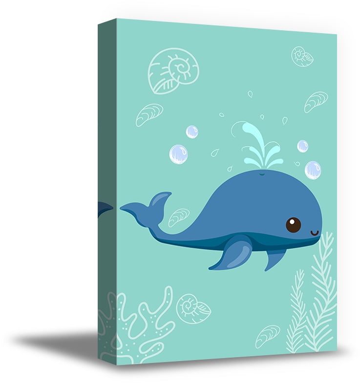 Awkward Styles Whale Canvas Art Ready to Hang Prints Kids Room Wall Art