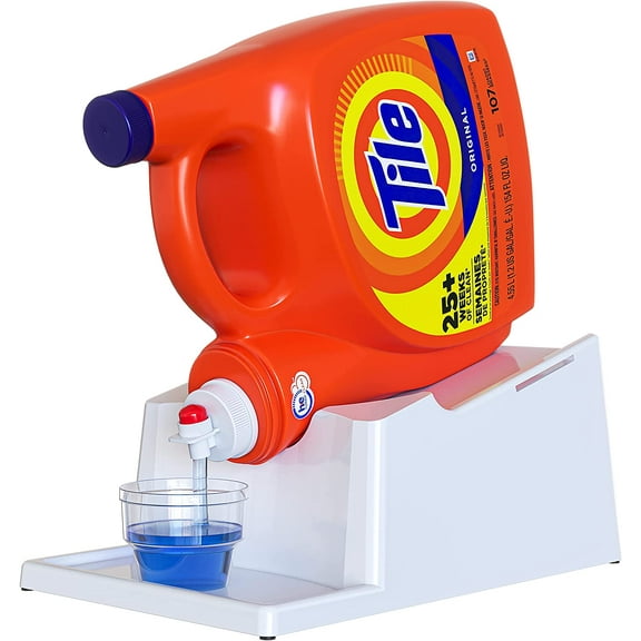 Skywin No-Spill Liquid Laundry Detergent Holder Organizer and Drip Tray for Laundry Room Organization with Removable Laundry Soap Catcher Tray (No Strap, White)