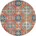 thumbnail image 1 of Unique Loom Tapis de Zone Géométrique Floral Estrella 8' x 8' Rond Orange/bleu, 1 of 10