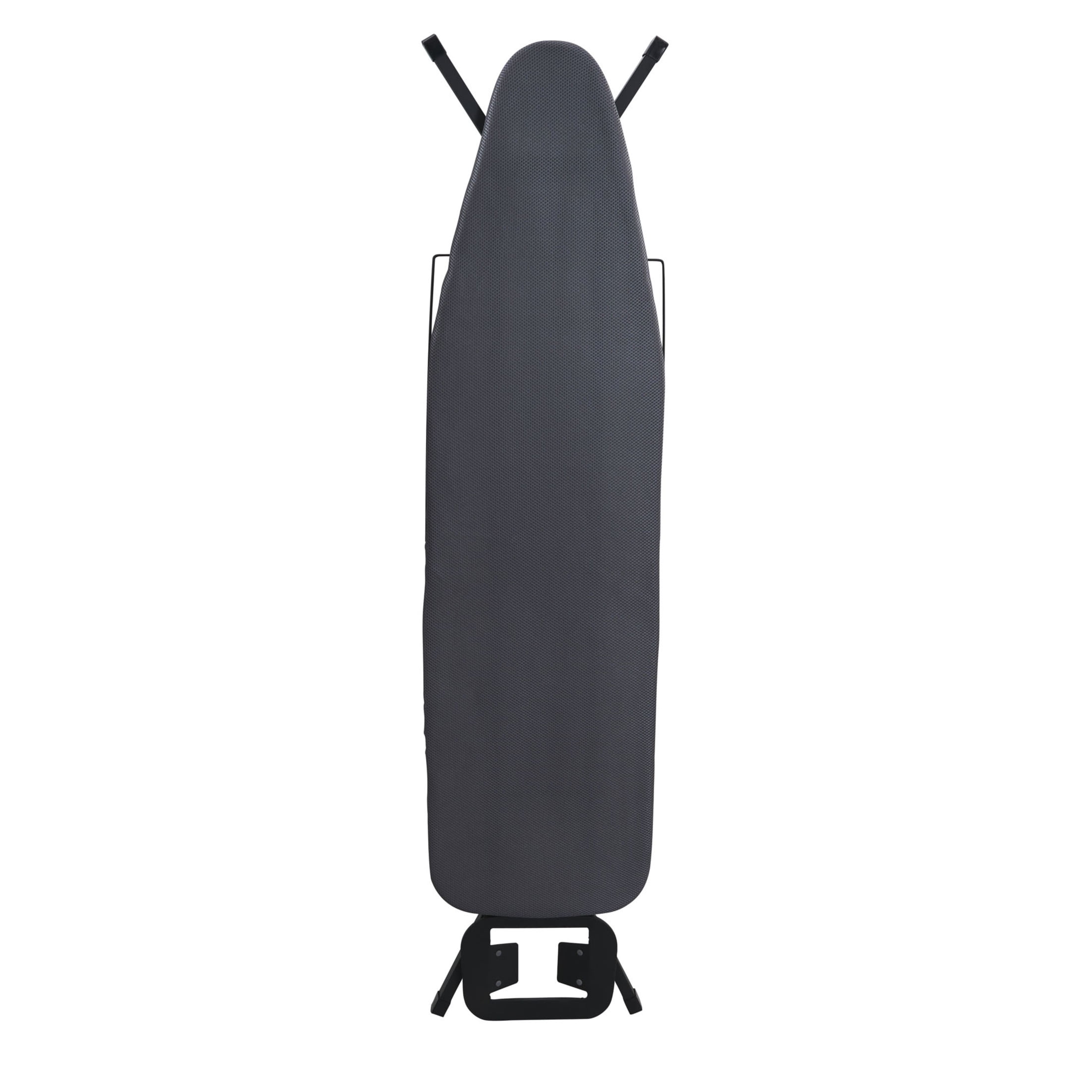 Household Essentials Deluxe Matte Black Ironing Board with Mesh Steel Top, 4 Durable Hex Legs, Heat-Resistant FiberTech Cover and (6 MM)Fiber Pad, 4 Height Settings, Leg Caps and Iron Rest