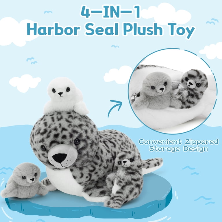 MaoGoLan 4-Piece Seal Stuffed Animal Set with Babies photo 4