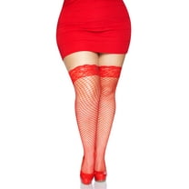 Leg Avenue Spandex Industrial Net Thigh Highs With Silicone Lace Top Fishnet Lingerie Hosiery Stockings For Women