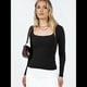 thumbnail image 5 of Tops Cortos de Algodón para Mujer, Camisetas de Larga, Cuello Cuadrado, Tops Y2k, Corte Entallado, Ropa de Moda para Salir de Otoño Negro L, 5 of 10