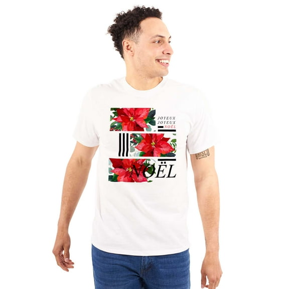 Noel Poinsettia Christmas Flower Graphic T Shirt Men or Women Brisco Brands S