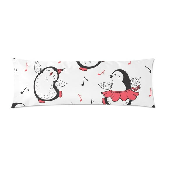 YUSDECOR Dancing Penguins Body Pillowcase Pillow Protector Cushion Cover 20x60 inch